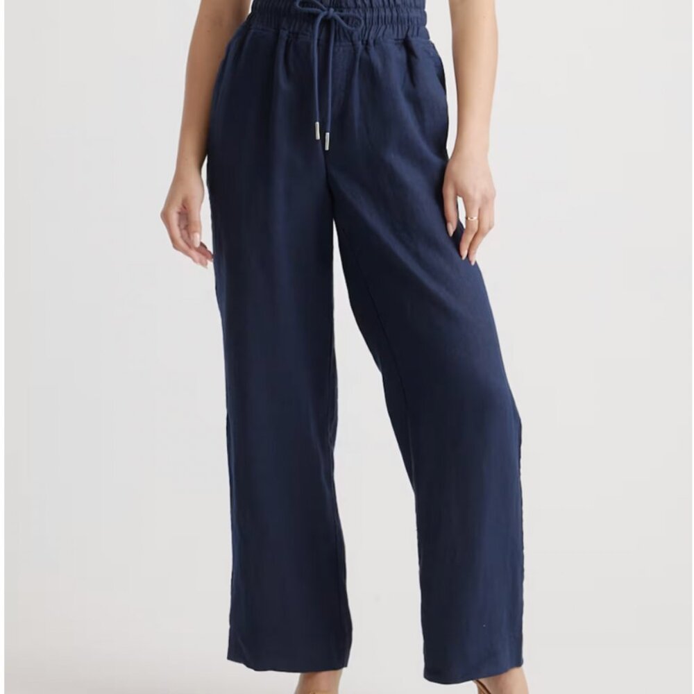 Quince 100% European Linen Wide Leg Pants, Navy, L
